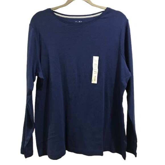 croft & barrow Tops - Women's XXL Classic T-Shirt Croft & Barrow Cotton Long Sleeve Crew Neck Blue